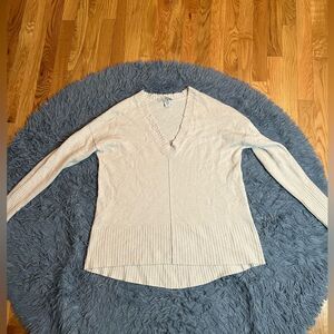 Autumn Cashmere Oatmeal Beige Cashmere Wool V Neck Sweater Size M